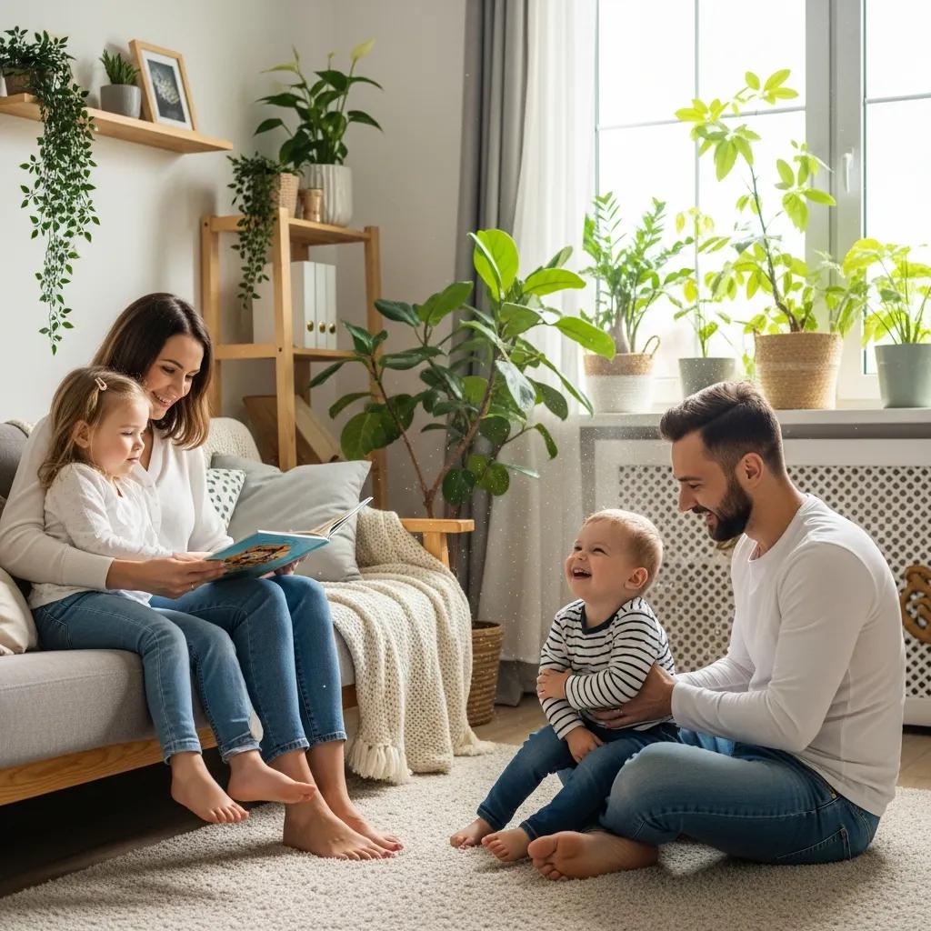 Professional Air Duct Cleaning Services for Clean Air Ducts Family enjoying the health benefits of regular air duct cleaning in a cozy home environment